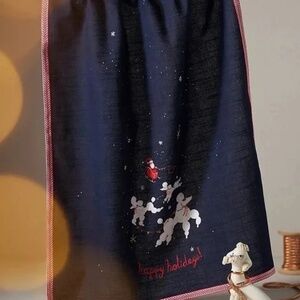 NWT Louise Pretzel Dashing Poodles Christmas Dish Towel